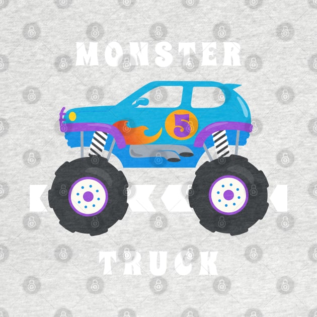 Vector illustration of monster truck with cartoon style. by KIDS APPAREL